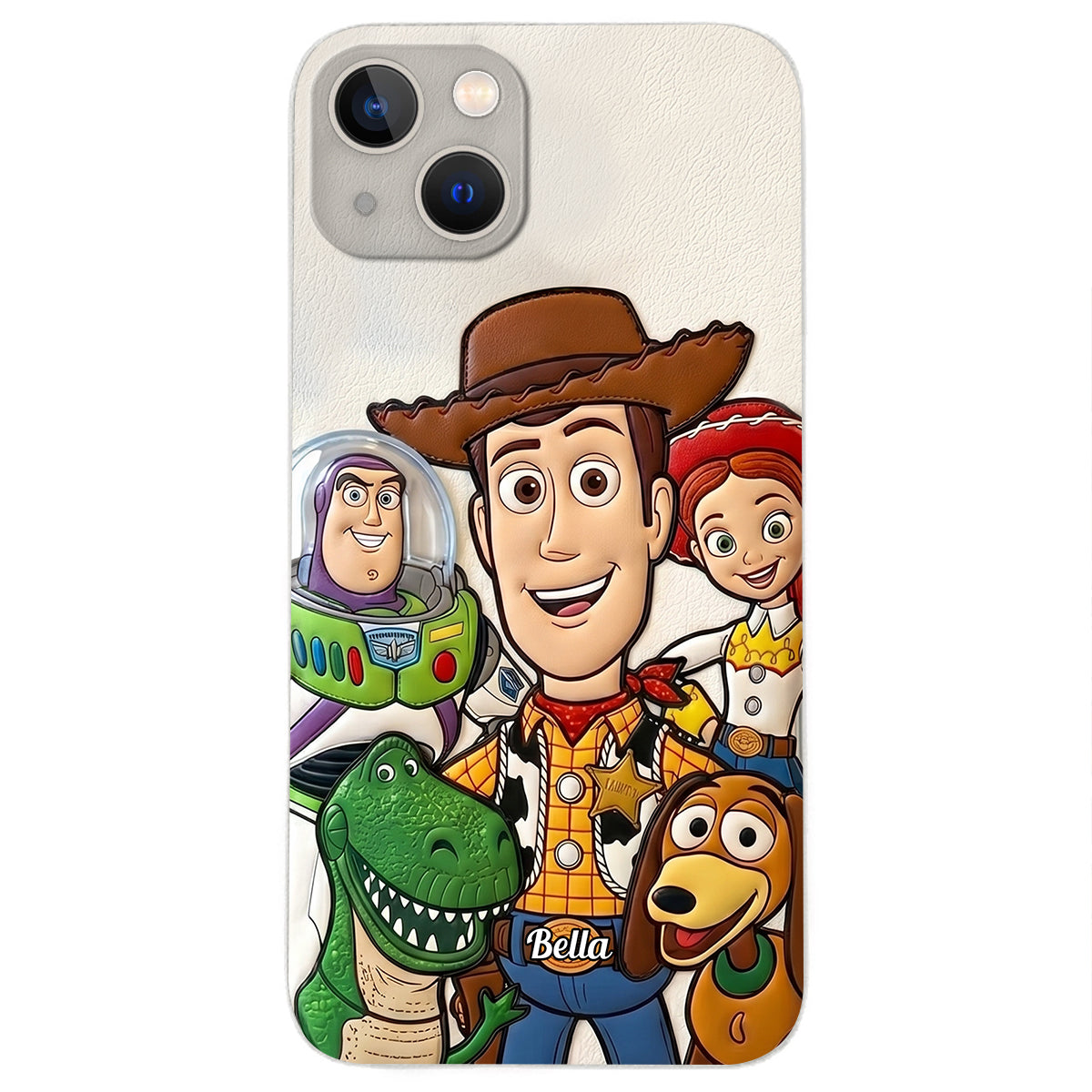 Galaxy And Western Buddy Toy - Personalized Movie For Kids 3D Embossed Leather Phone Case