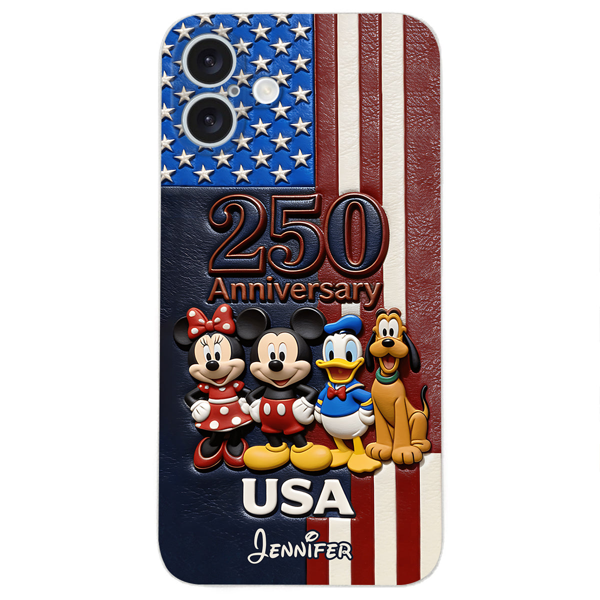 Friends 250 Anniversary - Personalized Mouse 3D Embossed Leather Phone Case