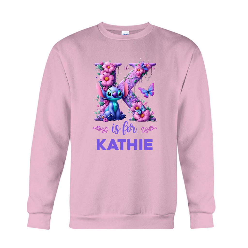 Blue Ohana Alphabet Letter Custom Name - Personalized Ohana T-shirt And Hoodie