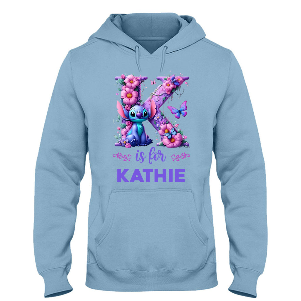 Blue Ohana Alphabet Letter Custom Name - Personalized Ohana T-shirt And Hoodie