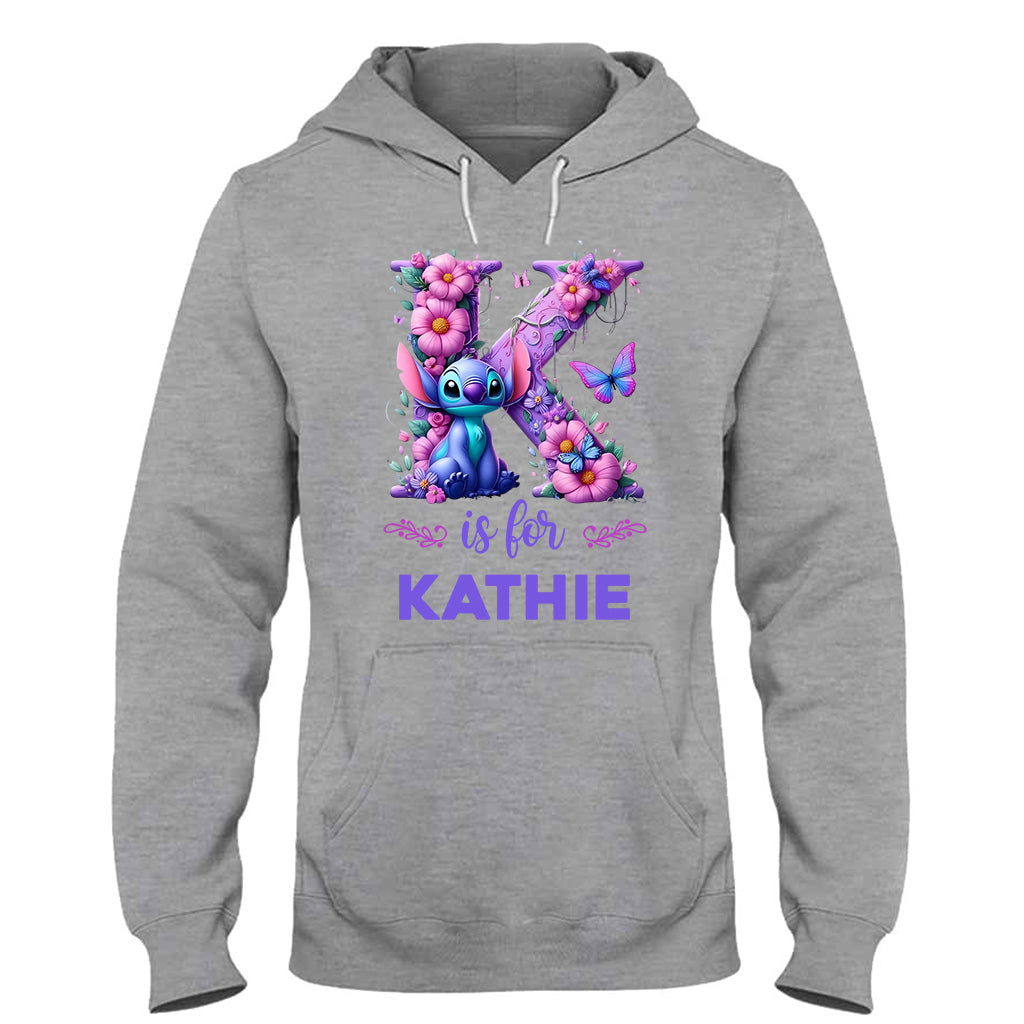 Blue Ohana Alphabet Letter Custom Name - Personalized Ohana T-shirt And Hoodie