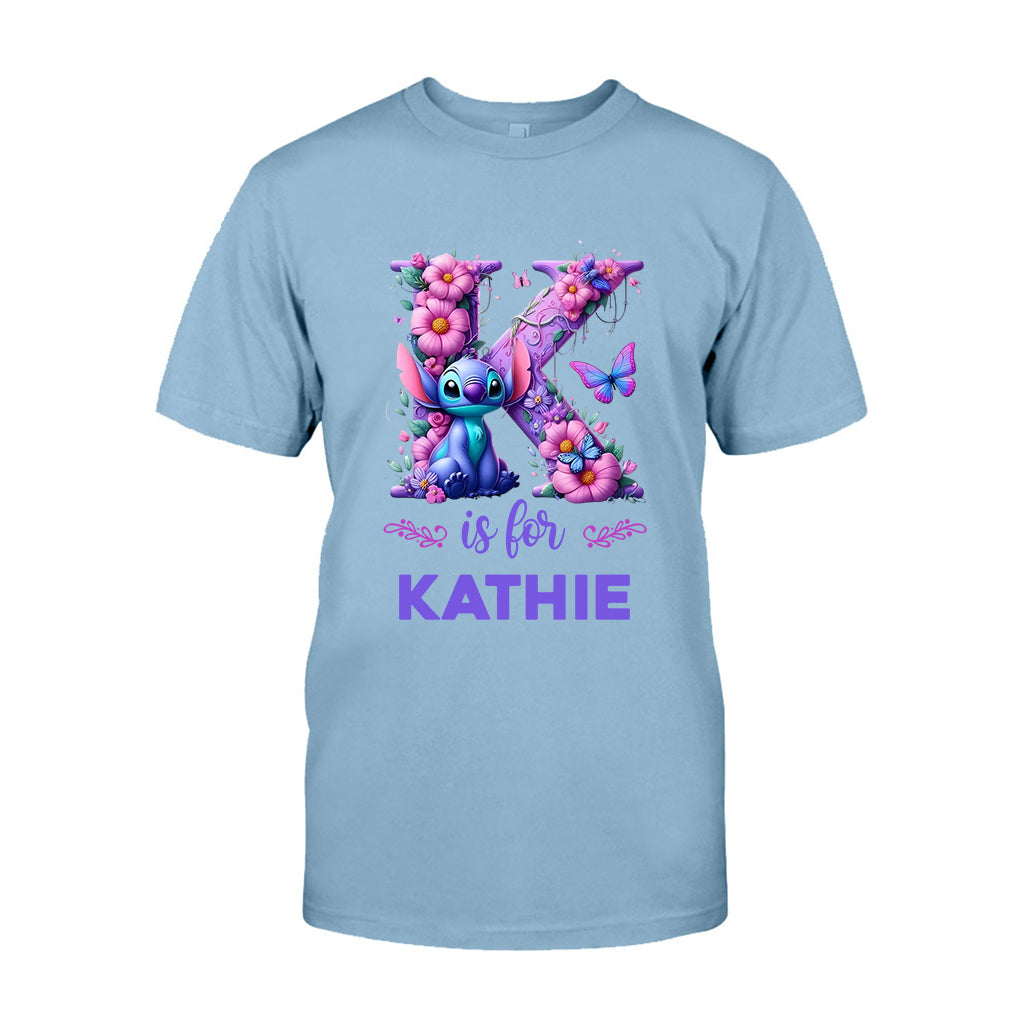 Blue Ohana Alphabet Letter Custom Name - Personalized Ohana T-shirt And Hoodie