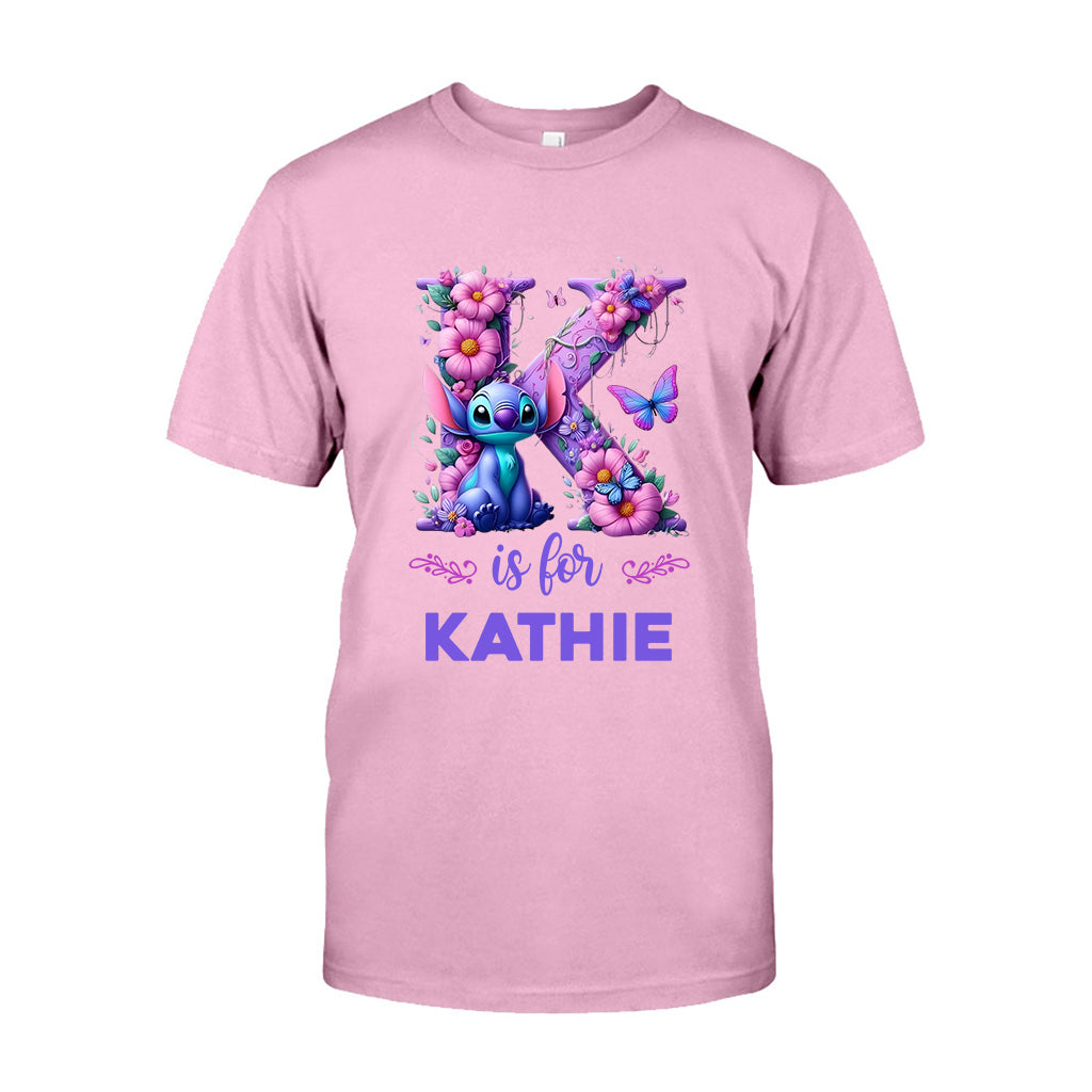 Blue Ohana Alphabet Letter Custom Name - Personalized Ohana T-shirt And Hoodie