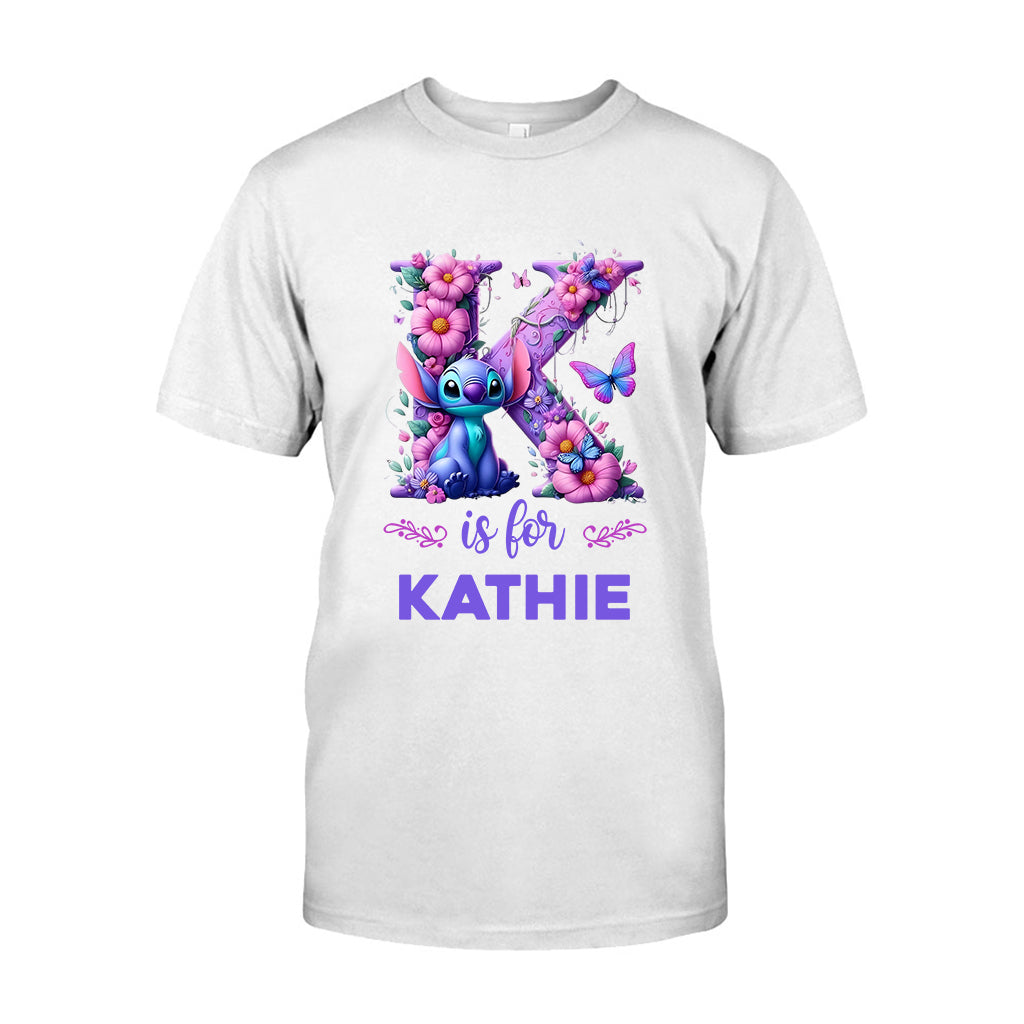 Blue Ohana Alphabet Letter Custom Name - Personalized Ohana T-shirt And Hoodie