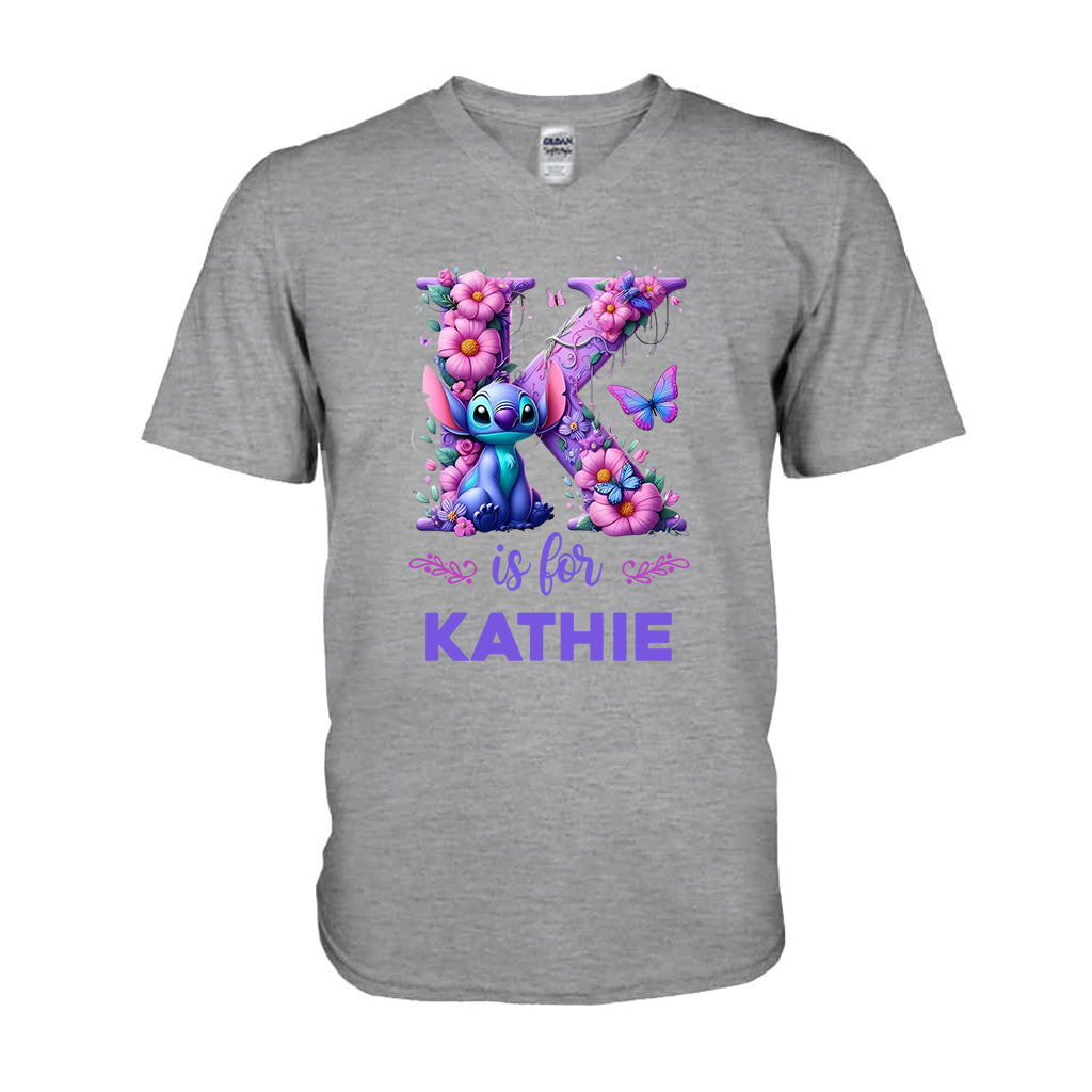 Blue Ohana Alphabet Letter Custom Name - Personalized Ohana T-shirt And Hoodie