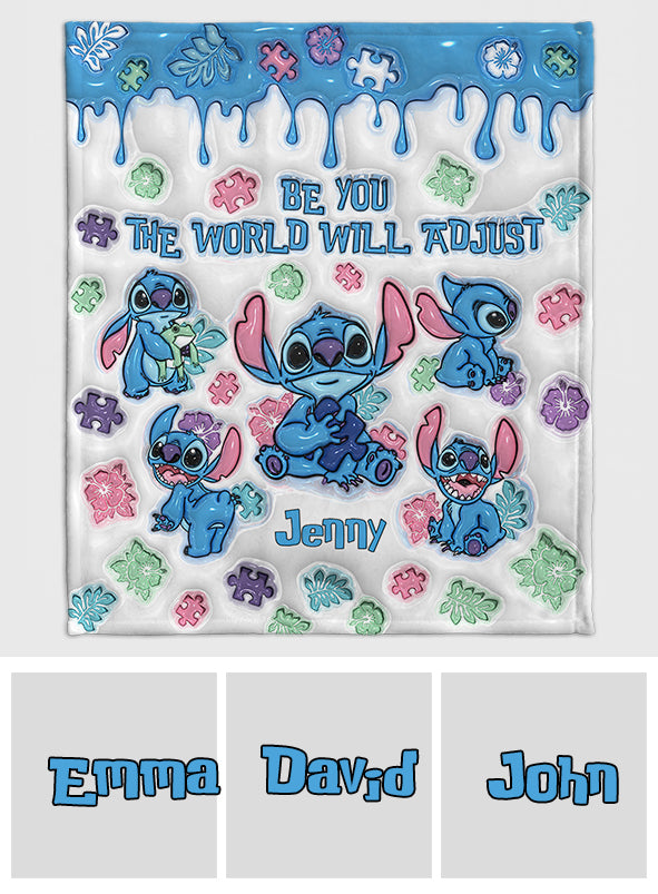 Be You The World Will Adjust - Personalized Autism Awareness Blanket