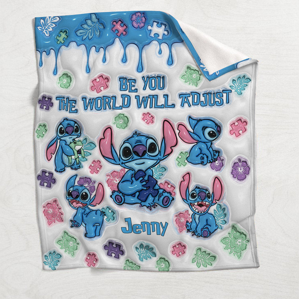 Be You The World Will Adjust - Personalized Autism Awareness Blanket