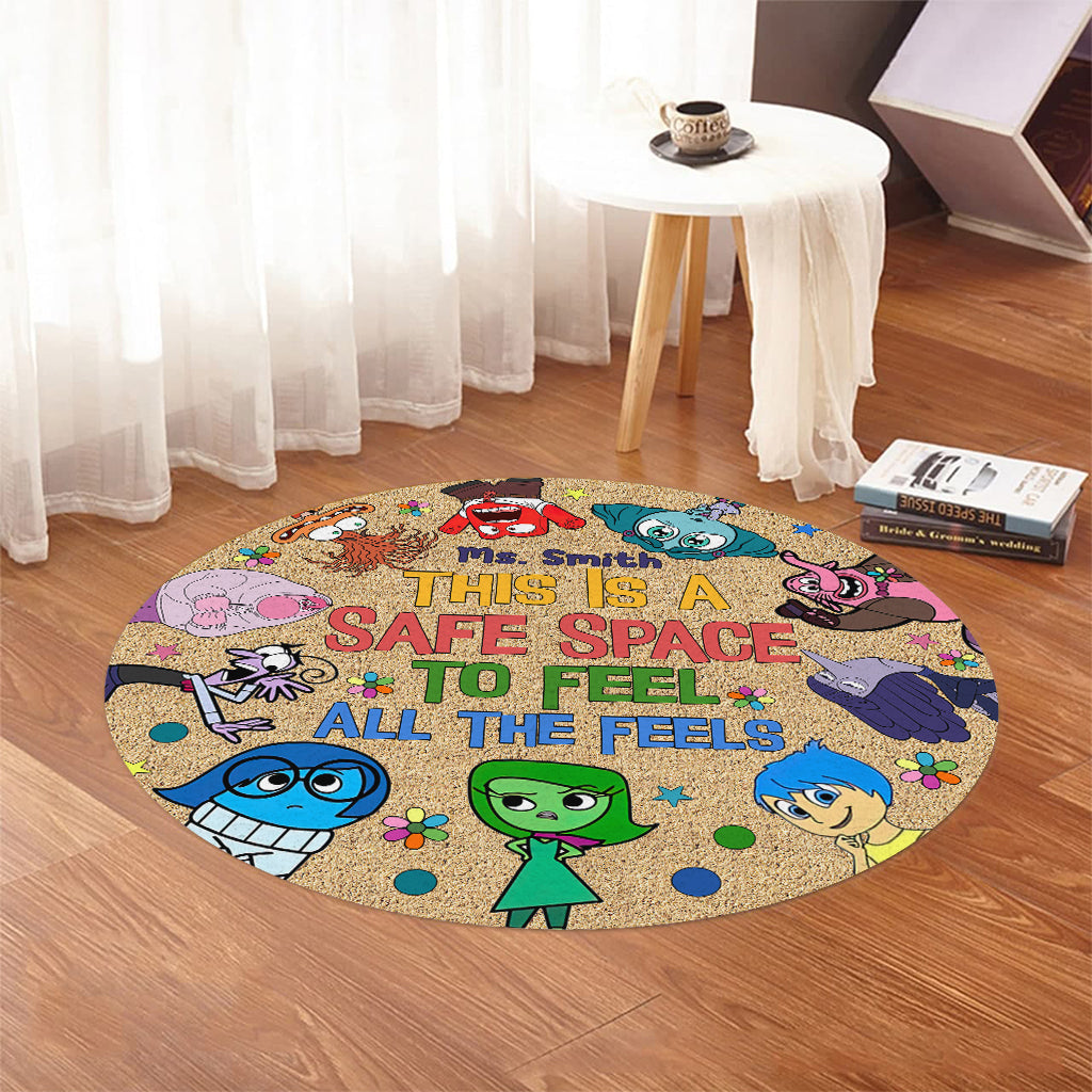 This Is A Safe Space To Feel All The Feels - Personalized Autism Awareness Round Rug