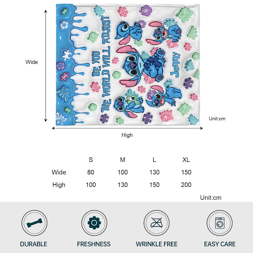 Be You The World Will Adjust - Personalized Autism Awareness Blanket