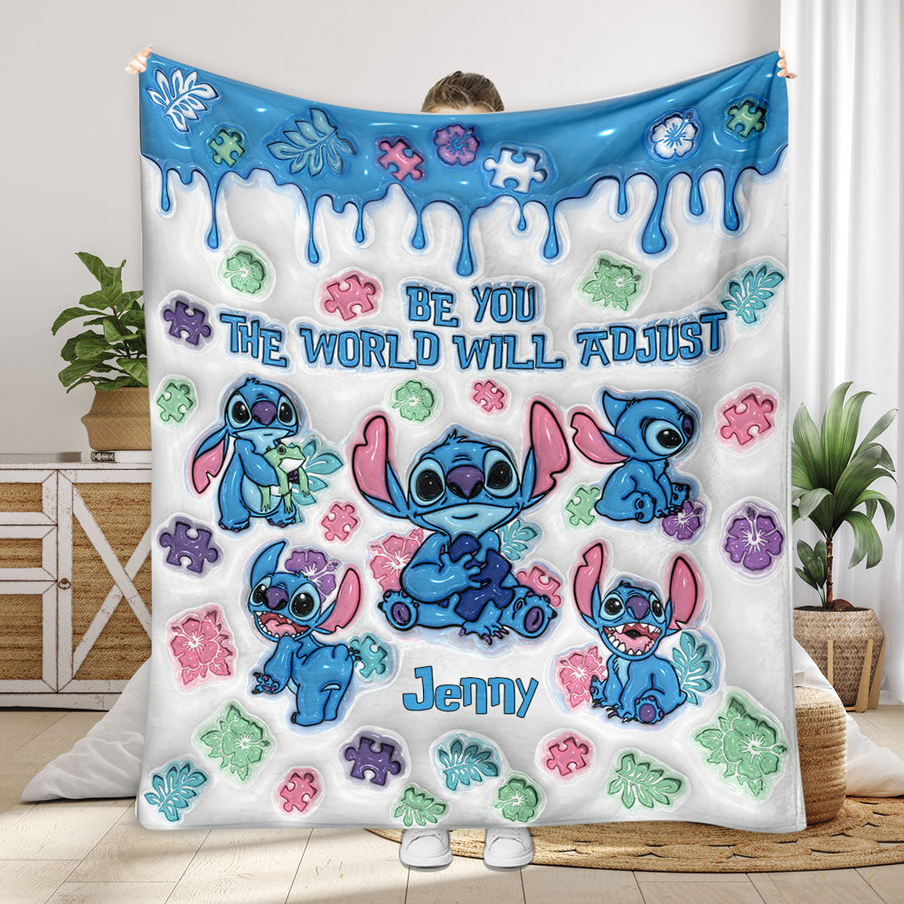 Be You The World Will Adjust - Personalized Autism Awareness Blanket