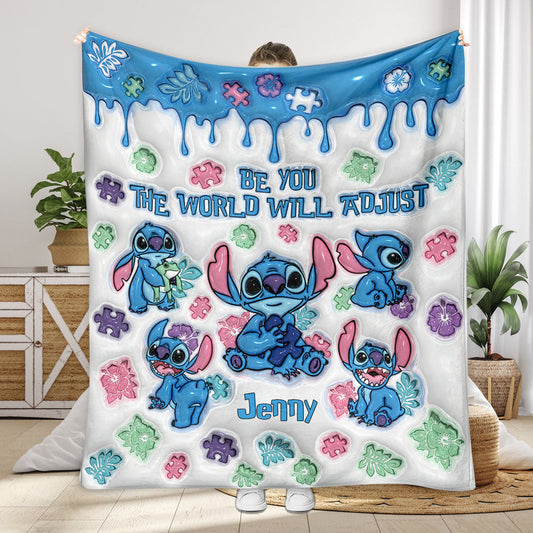 Be You The World Will Adjust - Personalized Autism Awareness Blanket