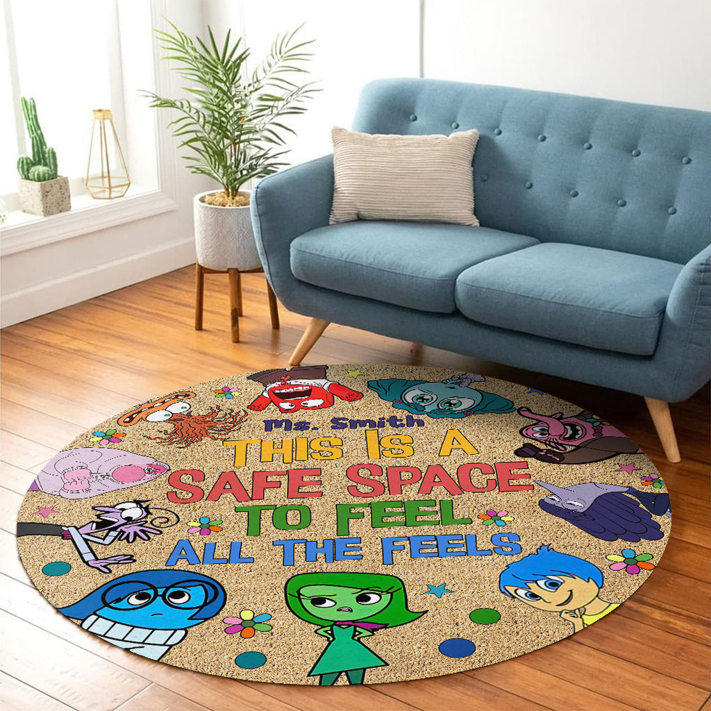 This Is A Safe Space To Feel All The Feels - Personalized Autism Awareness Round Rug