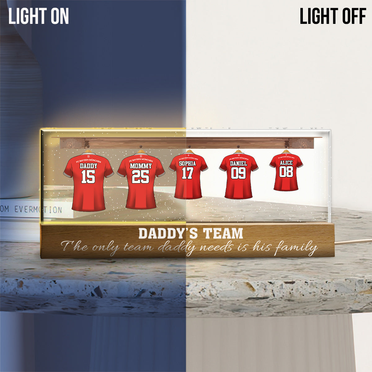Daddy's Team - Personalized Soccer Custom LED Night Light
