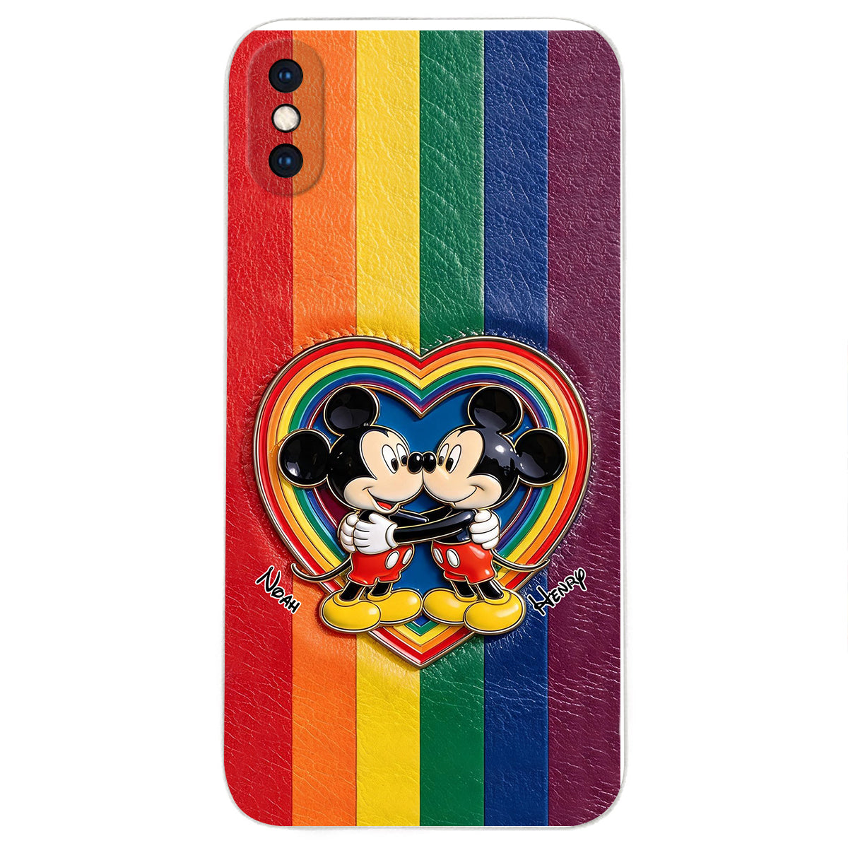 LGBT Cartoon Mouse, Pride Month - Personalized LGBT Support 3D Embossed Leather Phone Case