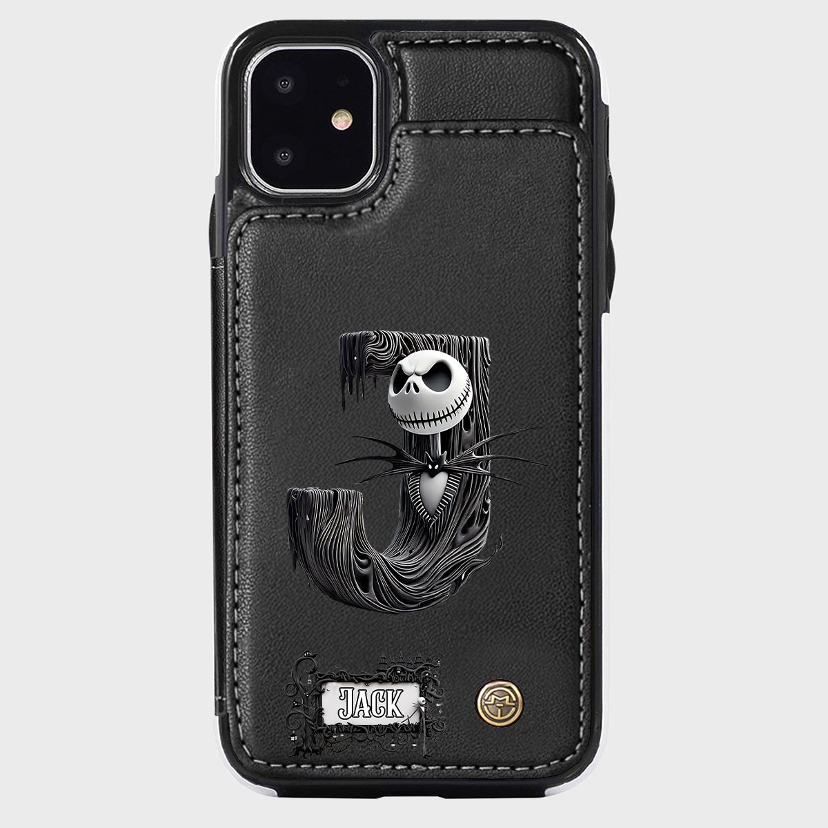Gothic Initial Letter Gift - Personalized Nightmare Wallet Phone Case