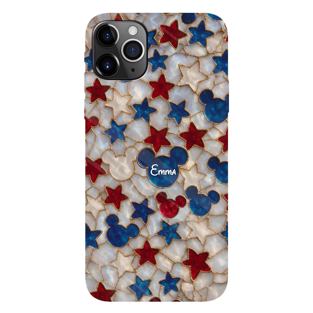 Red White Blue Stars Mouse Ears - Personalized Mouse Full Print Phone Case