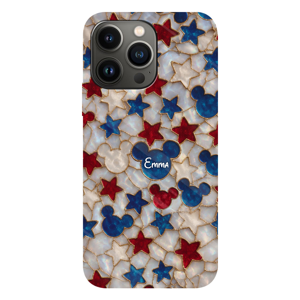 Red White Blue Stars Mouse Ears - Personalized Mouse Full Print Phone Case