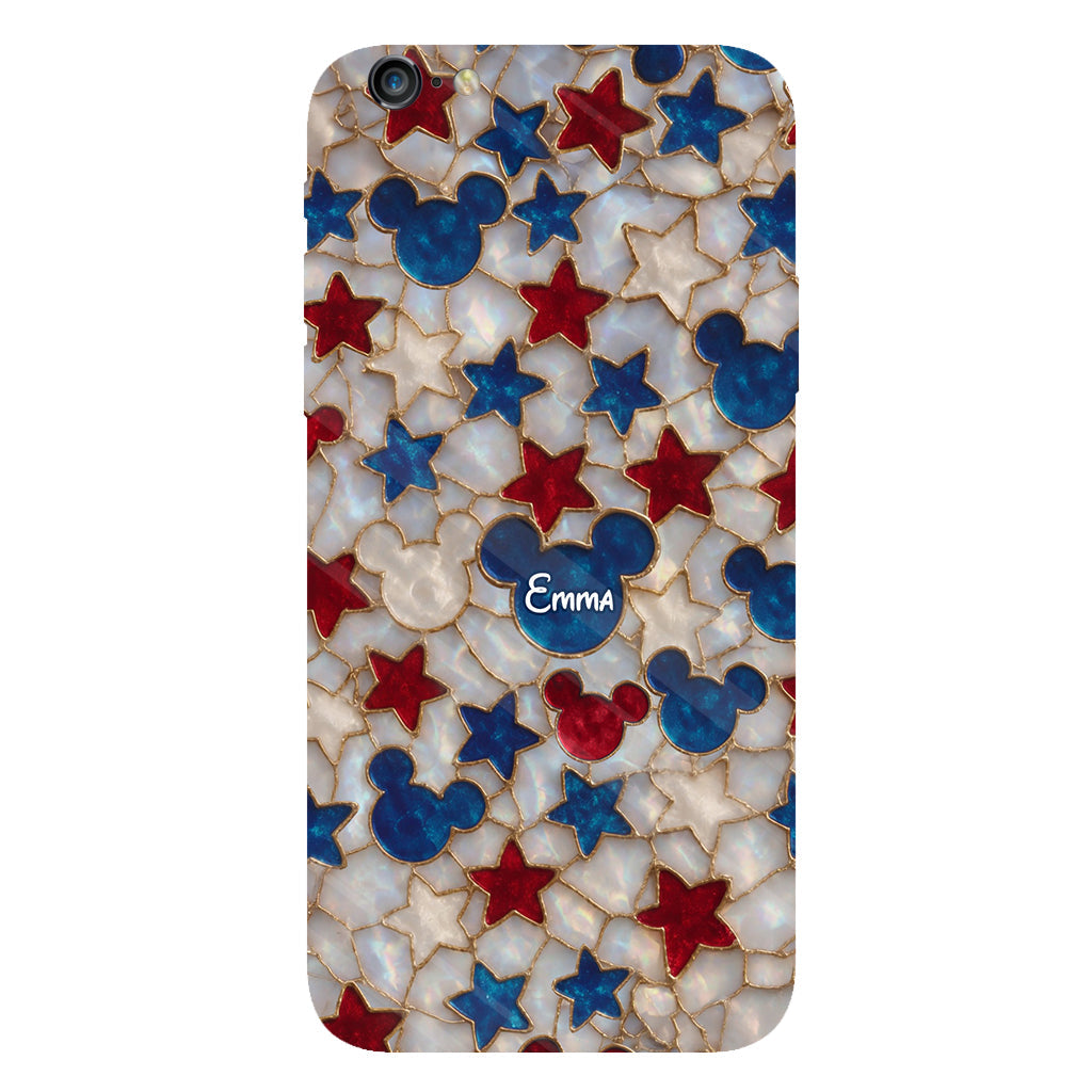 Red White Blue Stars Mouse Ears - Personalized Mouse Full Print Phone Case