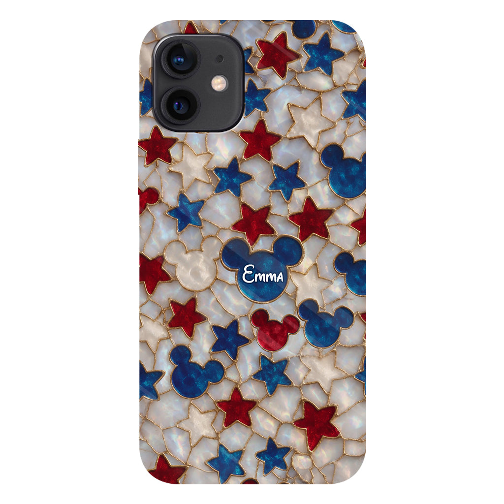 Red White Blue Stars Mouse Ears - Personalized Mouse Full Print Phone Case