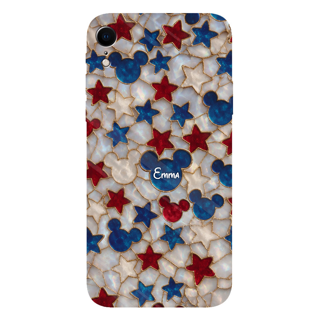 Red White Blue Stars Mouse Ears - Personalized Mouse Full Print Phone Case