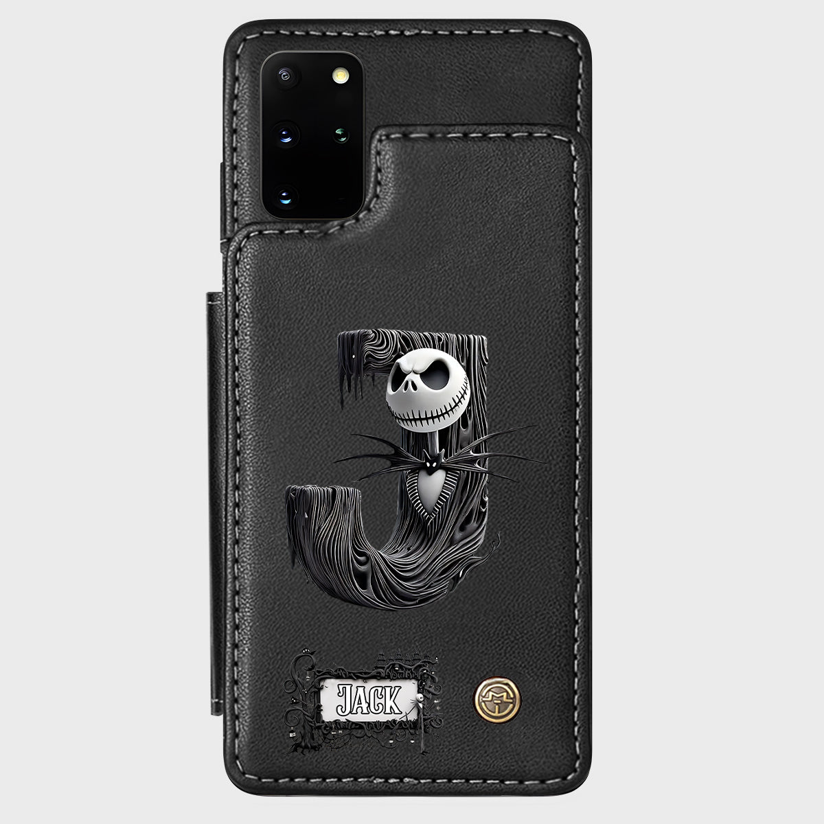 Gothic Initial Letter Gift - Personalized Nightmare Wallet Phone Case