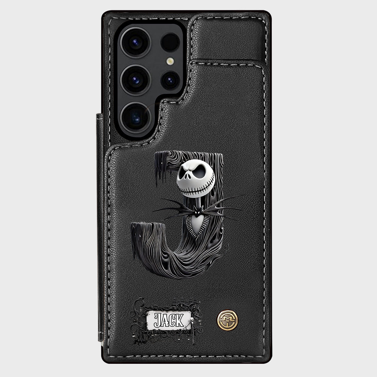 Gothic Initial Letter Gift - Personalized Nightmare Wallet Phone Case