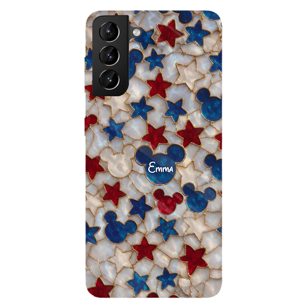 Red White Blue Stars Mouse Ears - Personalized Mouse Full Print Phone Case