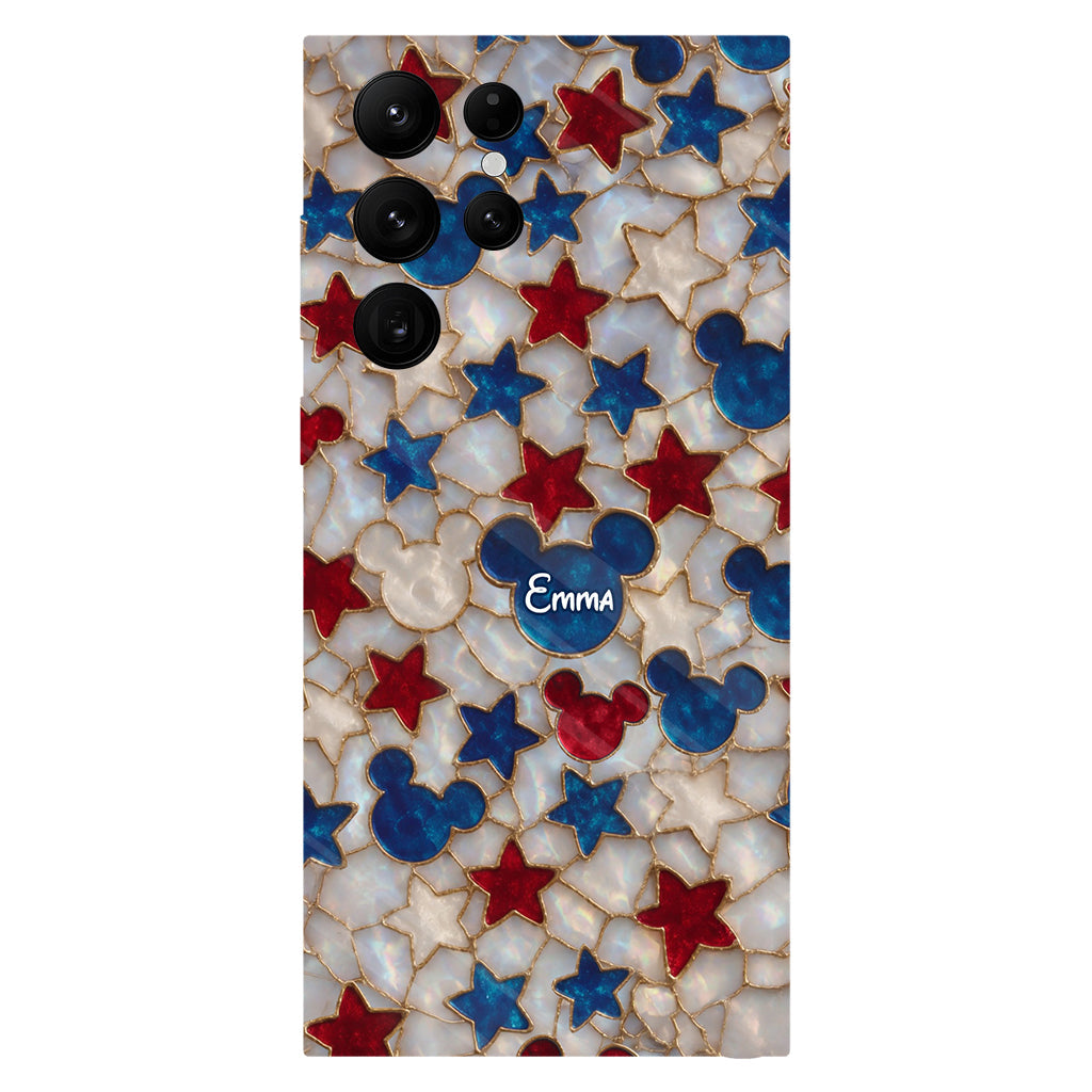 Red White Blue Stars Mouse Ears - Personalized Mouse Full Print Phone Case