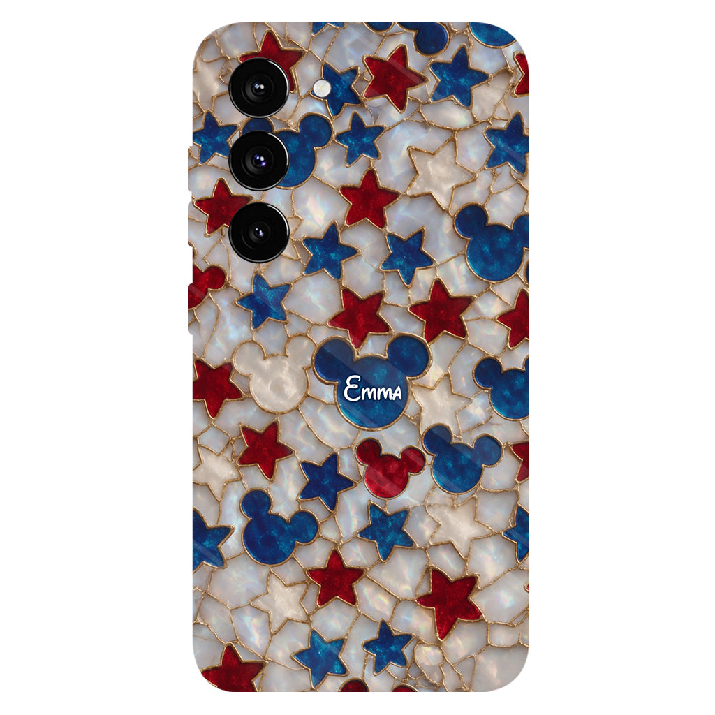 Red White Blue Stars Mouse Ears - Personalized Mouse Full Print Phone Case