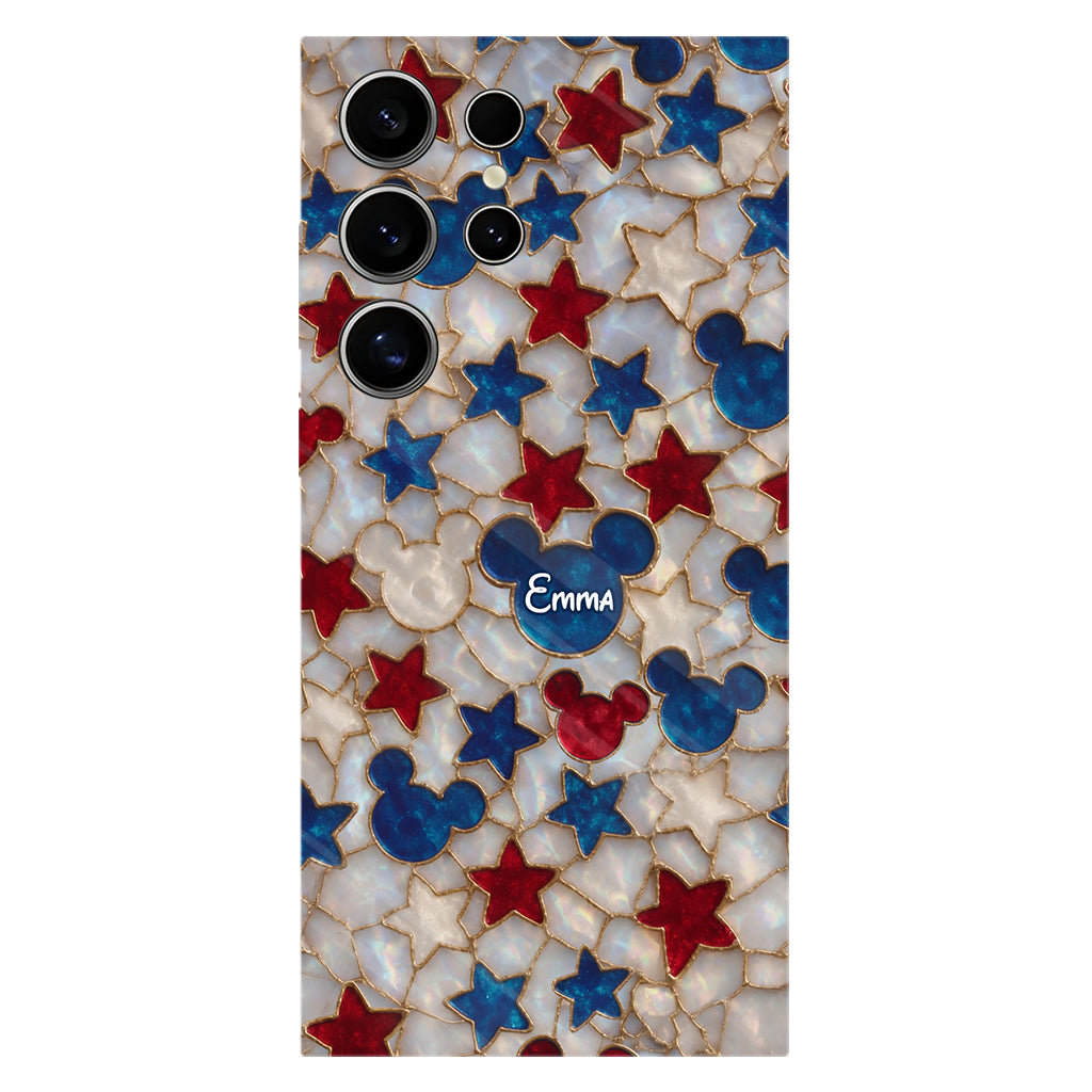 Red White Blue Stars Mouse Ears - Personalized Mouse Full Print Phone Case