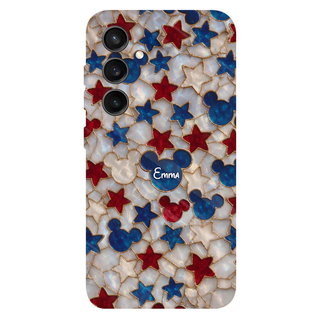 Red White Blue Stars Mouse Ears - Personalized Mouse Full Print Phone Case