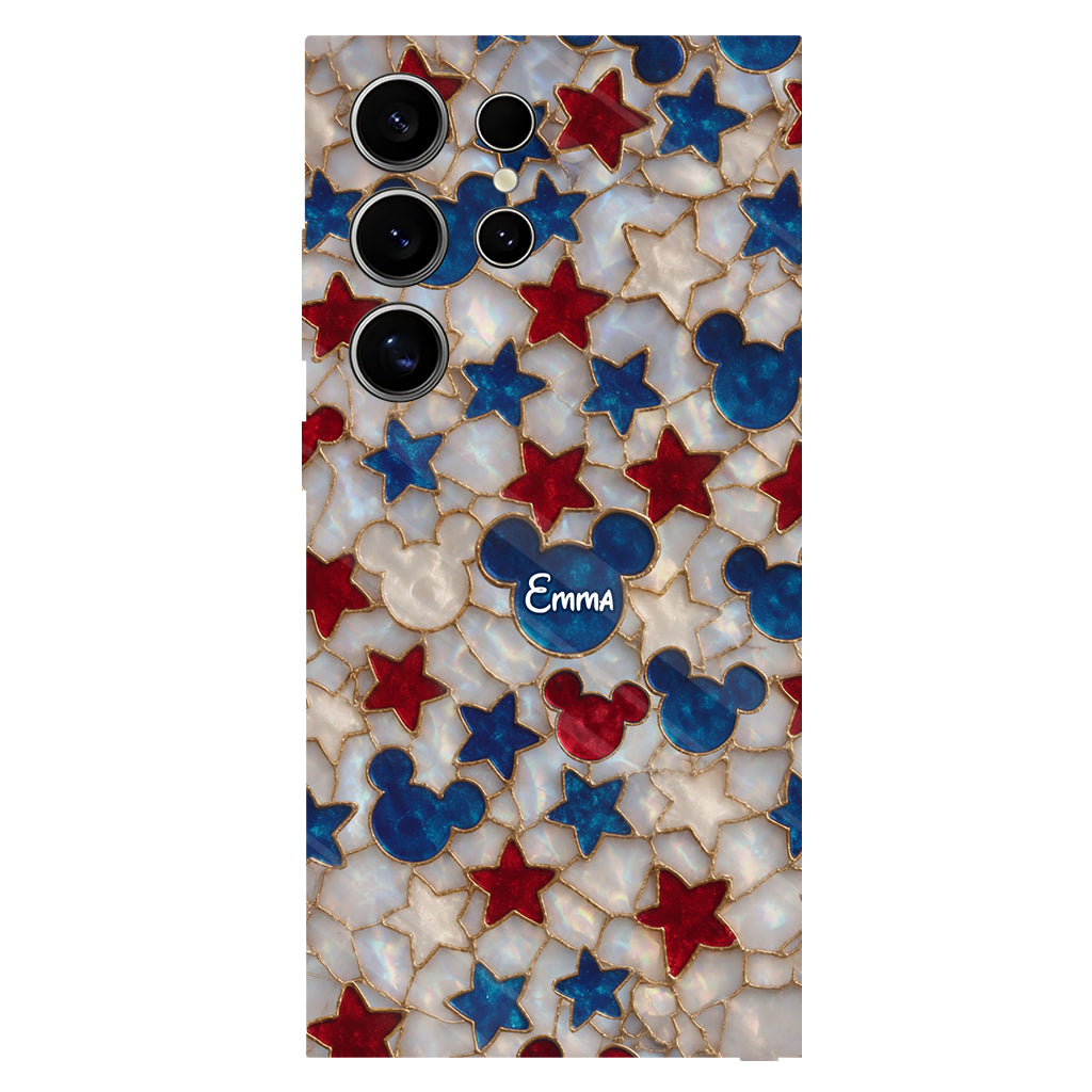 Red White Blue Stars Mouse Ears - Personalized Mouse Full Print Phone Case