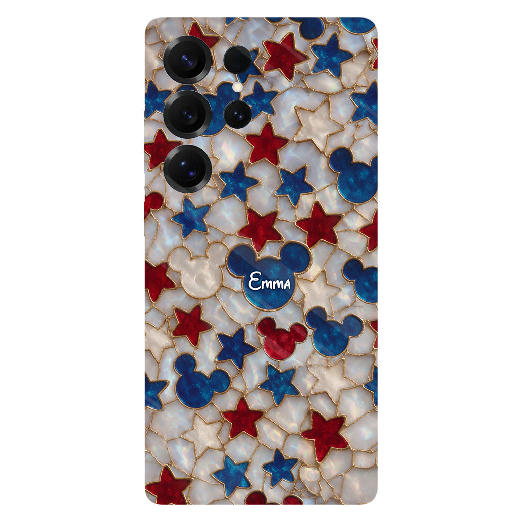 Red White Blue Stars Mouse Ears - Personalized Mouse Full Print Phone Case