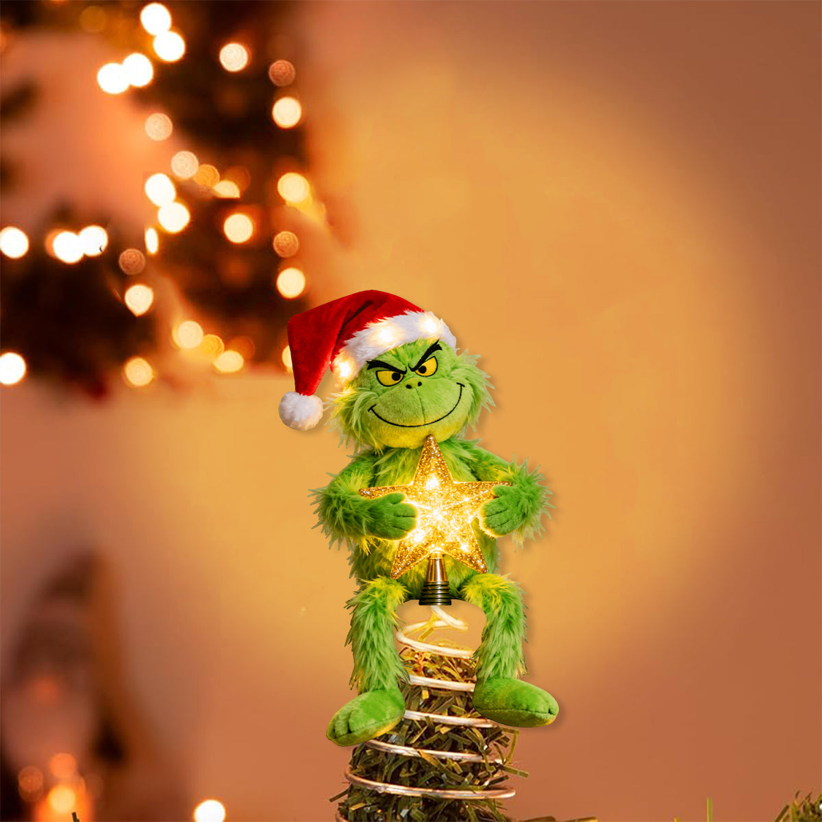 [MUST-HAVE] Merry Grinchmas - Stole Christmas LED Light Tree Topper