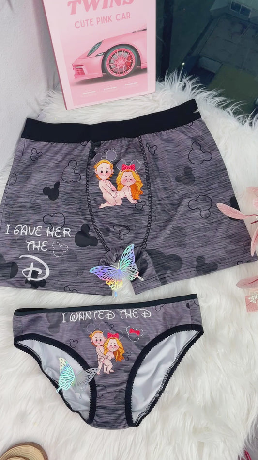 I Wanted The D I Gave Her The D Mouse Ears Couple - Personalized Couple Women Briefs & Men Boxer Briefs