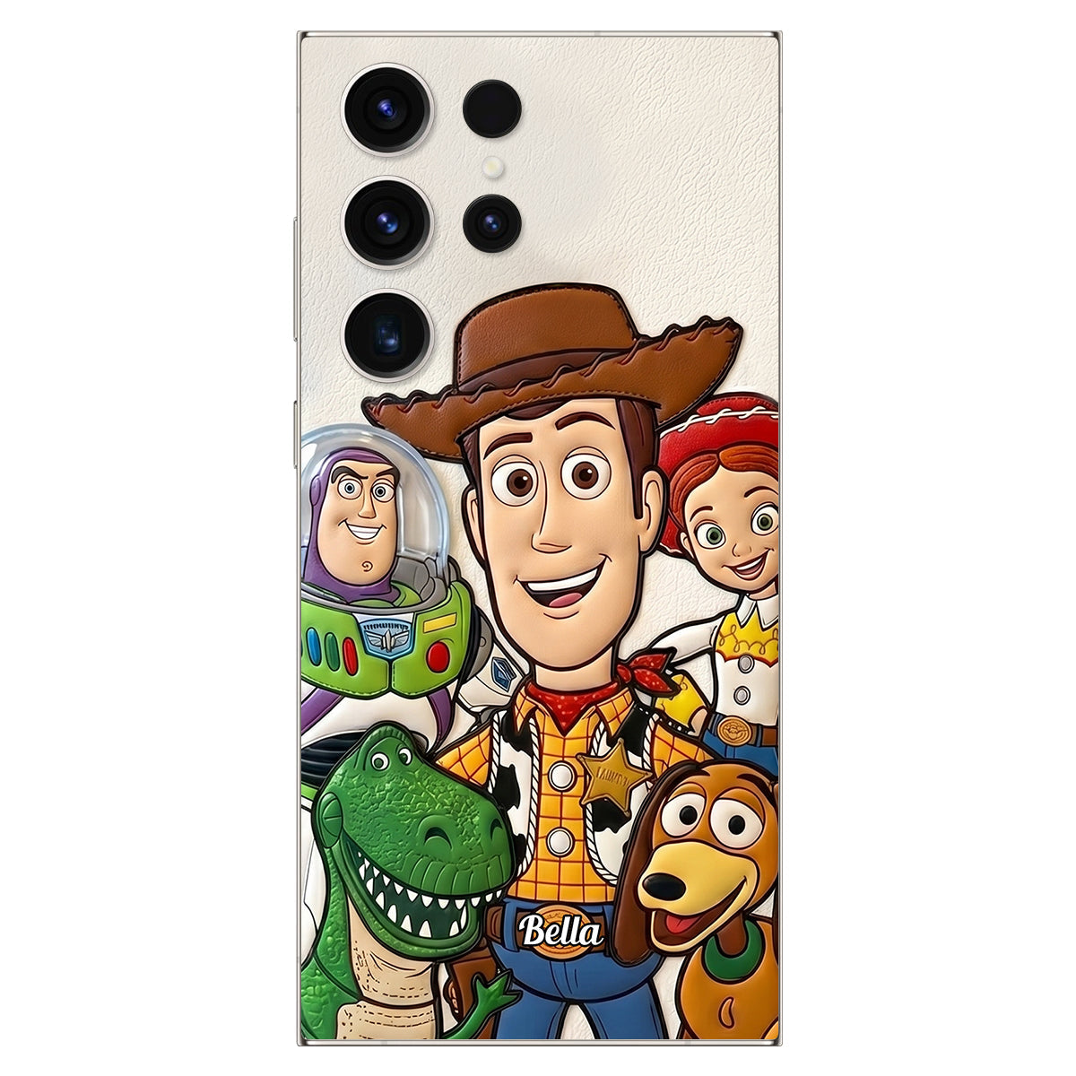 Galaxy And Western Buddy Toy - Personalized Movie For Kids 3D Embossed Leather Phone Case