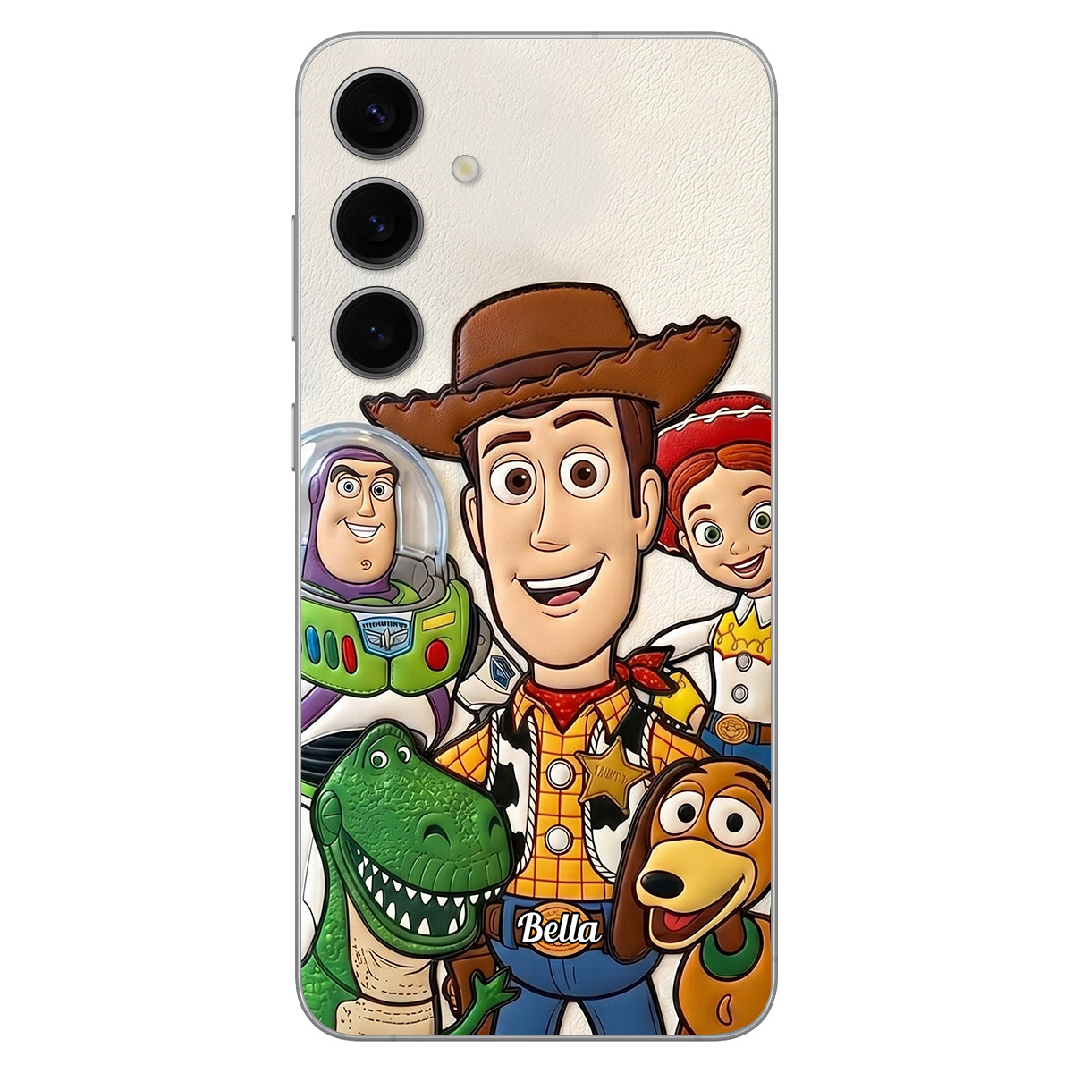 Galaxy And Western Buddy Toy - Personalized Movie For Kids 3D Embossed Leather Phone Case