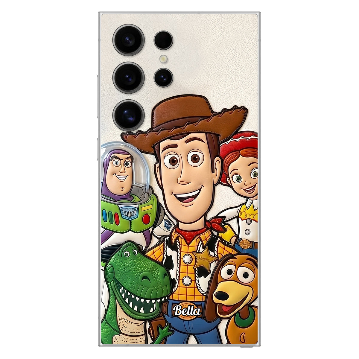 Galaxy And Western Buddy Toy - Personalized Movie For Kids 3D Embossed Leather Phone Case