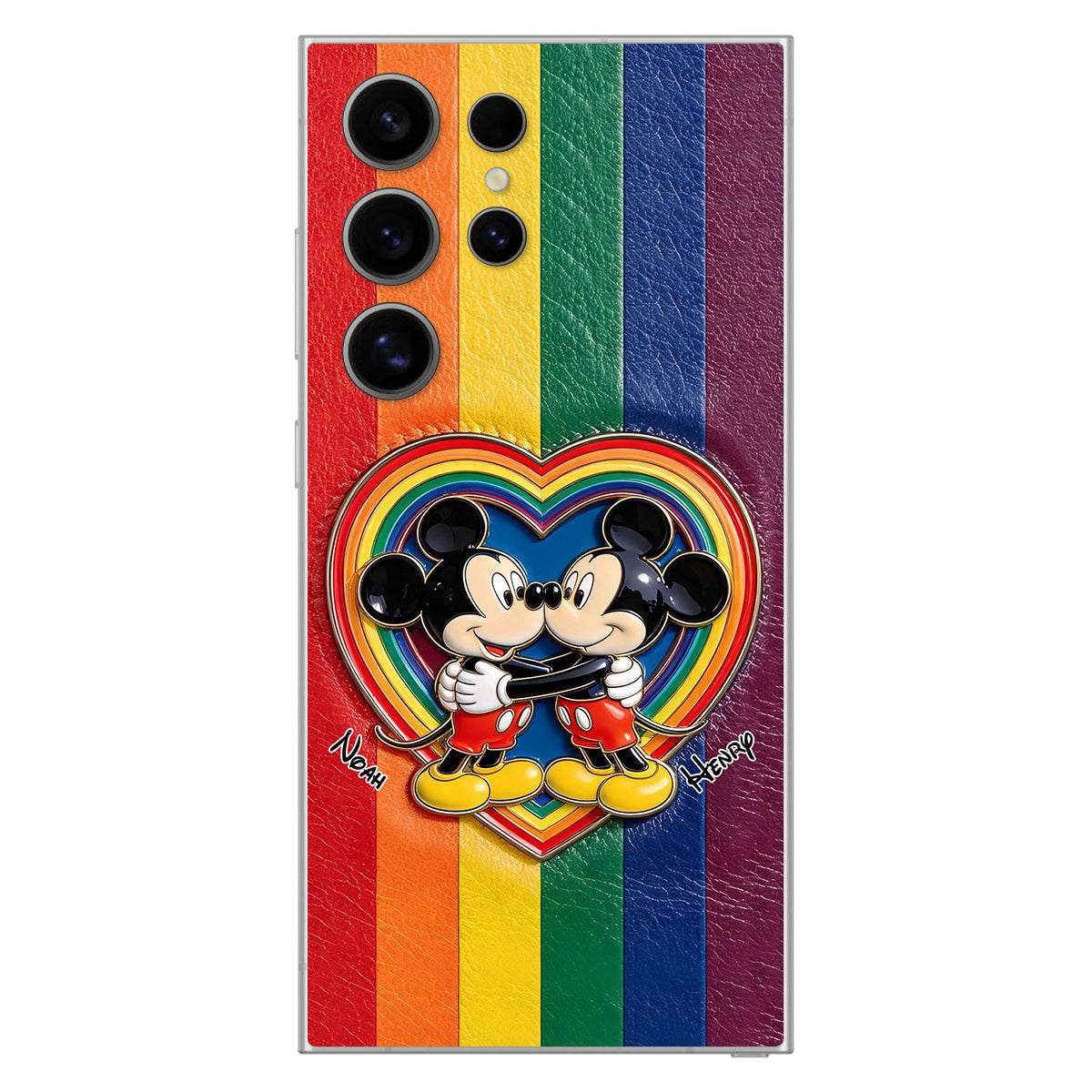 LGBT Cartoon Mouse, Pride Month - Personalized LGBT Support 3D Embossed Leather Phone Case