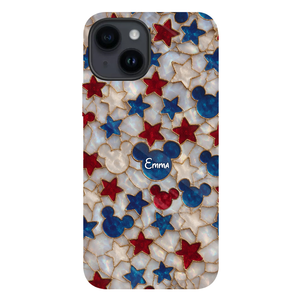 Red White Blue Stars Mouse Ears - Personalized Mouse Full Print Phone Case