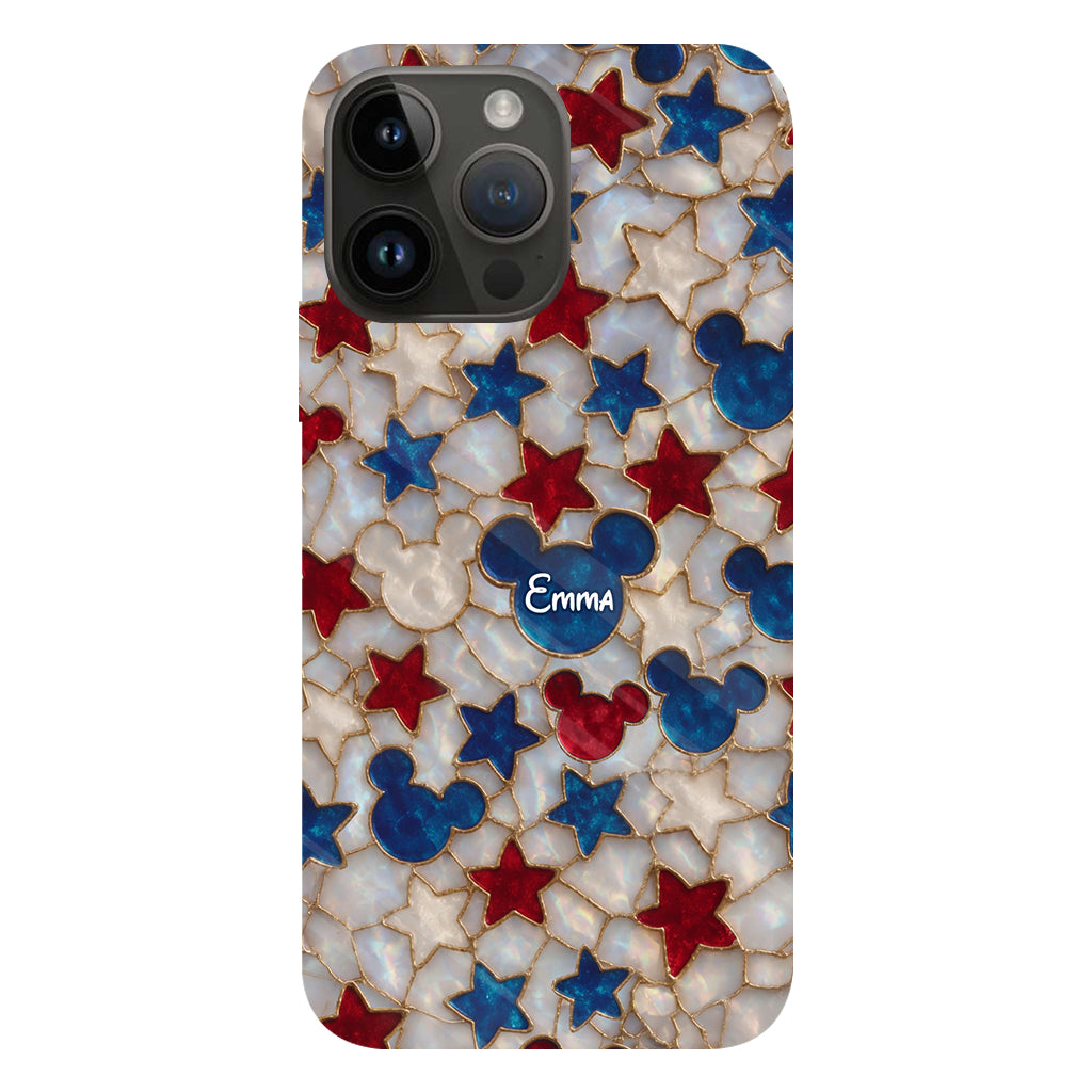 Red White Blue Stars Mouse Ears - Personalized Mouse Full Print Phone Case