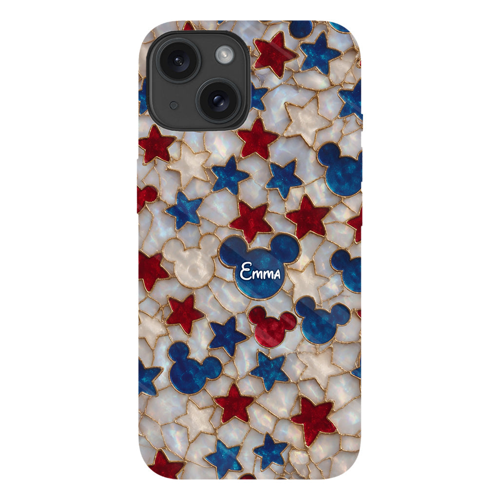 Red White Blue Stars Mouse Ears - Personalized Mouse Full Print Phone Case