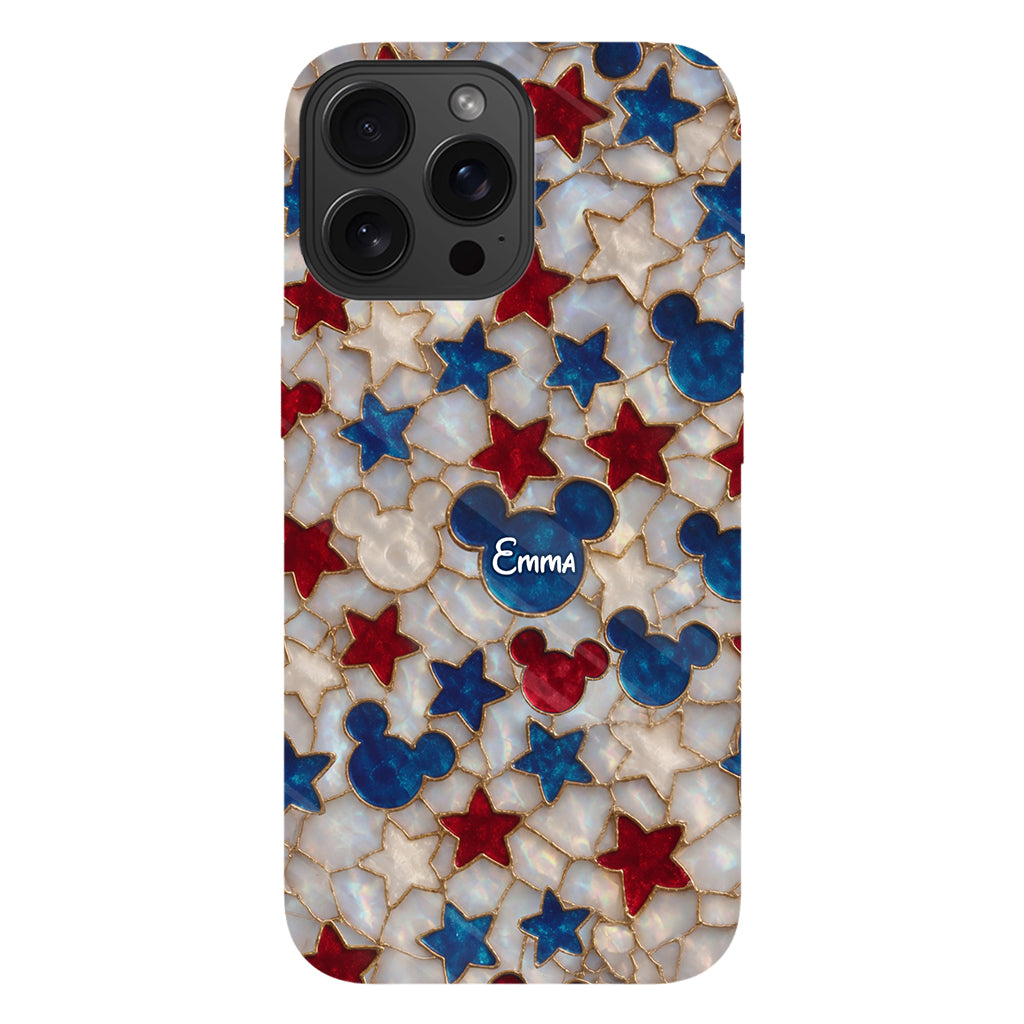 Red White Blue Stars Mouse Ears - Personalized Mouse Full Print Phone Case