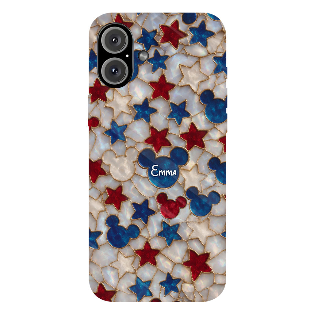 Red White Blue Stars Mouse Ears - Personalized Mouse Full Print Phone Case
