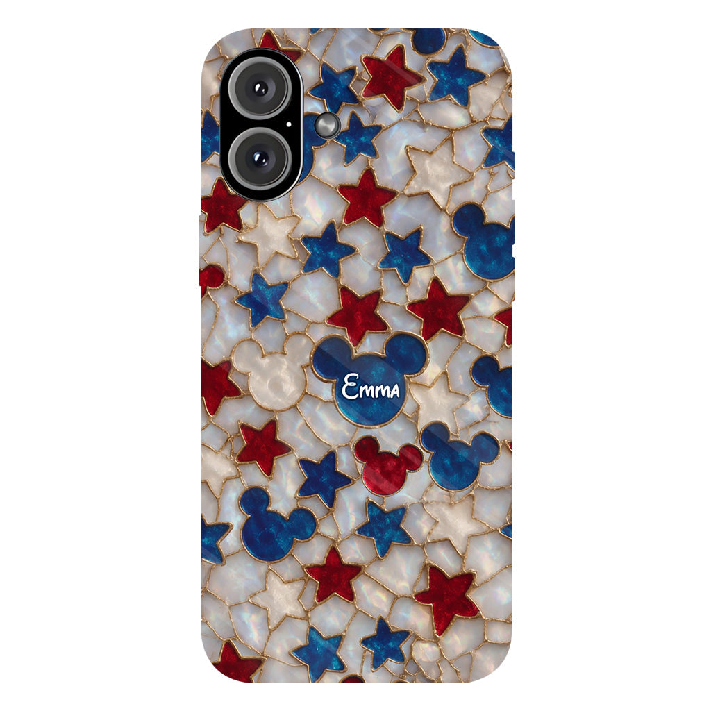 Red White Blue Stars Mouse Ears - Personalized Mouse Full Print Phone Case