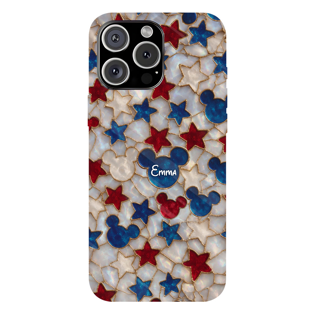 Red White Blue Stars Mouse Ears - Personalized Mouse Full Print Phone Case