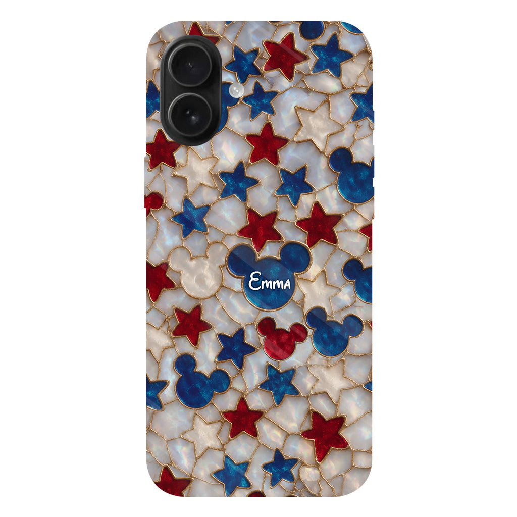 Red White Blue Stars Mouse Ears - Personalized Mouse Full Print Phone Case