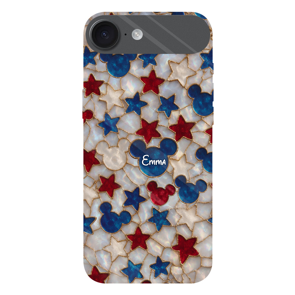 Red White Blue Stars Mouse Ears - Personalized Mouse Full Print Phone Case