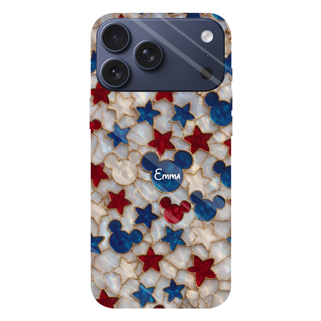 Red White Blue Stars Mouse Ears - Personalized Mouse Full Print Phone Case