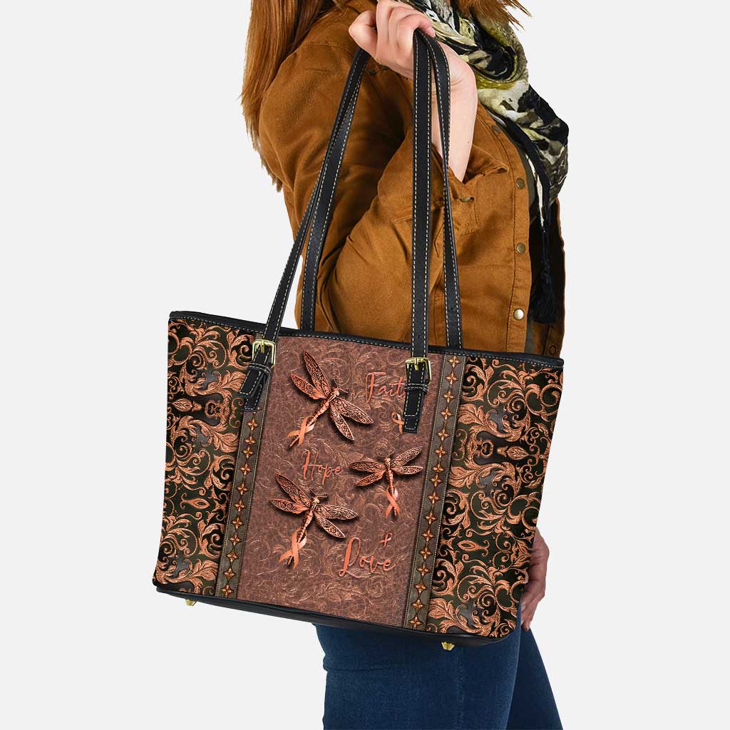 Faith Hope Love Multiple Sclerosis Awareness Leather Bag 0622